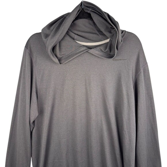 NIKE Hooded Top Men's Large Dri-Fit Long Sleeved Striped Pullover Dark Gray - Picture 4 of 10